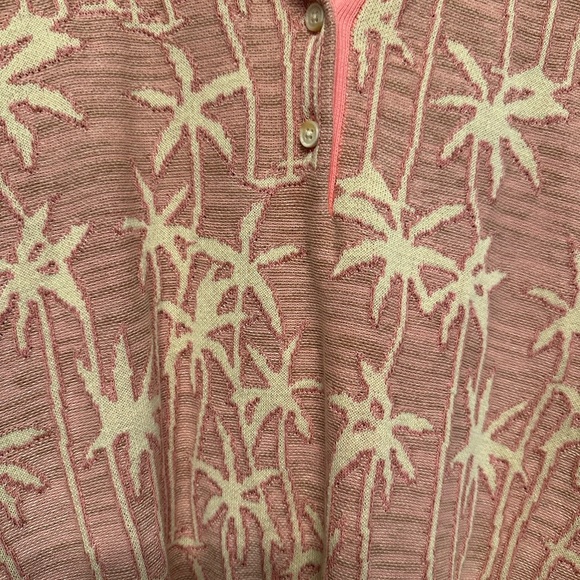 Scotch & Soda Pink and Cream Palm Tree Pattern Knit Polo XS - Picture 2 of 5